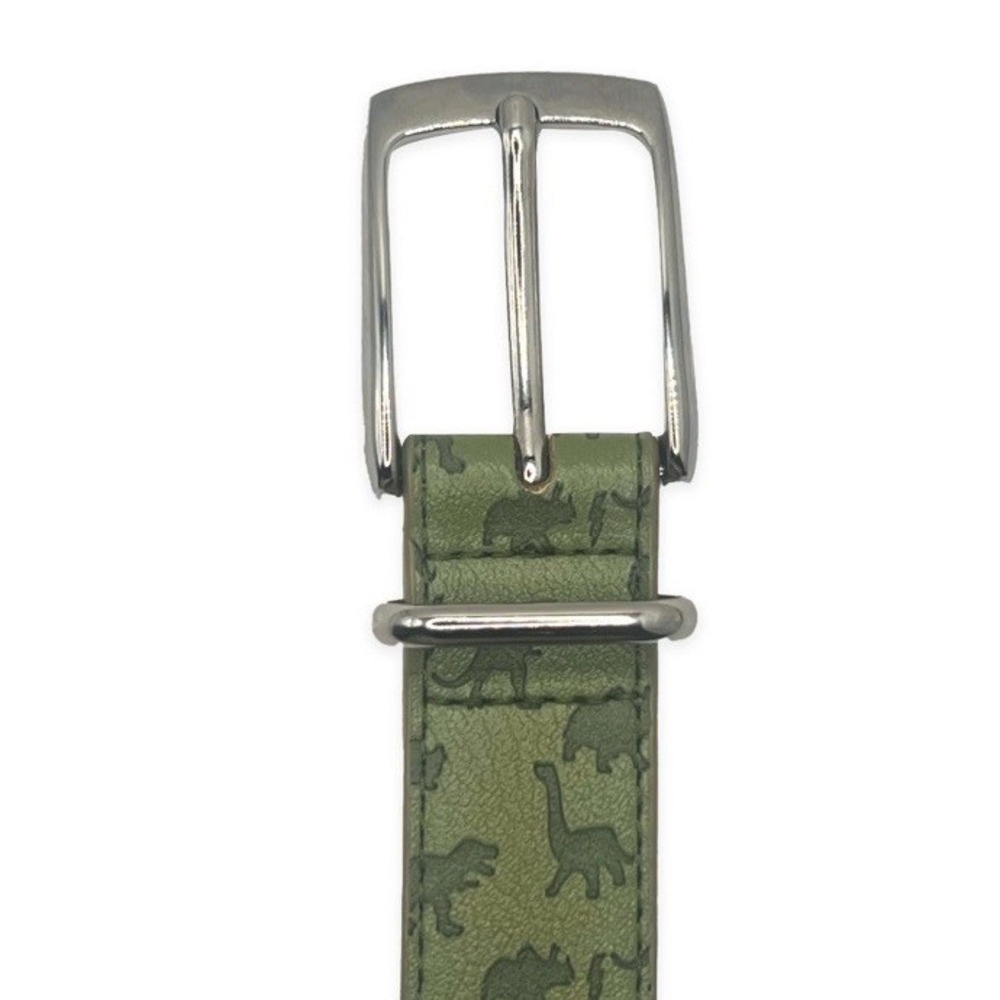 WONDER NATION Boys Size Medium Green Dinousaur Belt w/‎ Silver Buckle NWT